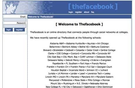 First Facebook homepage